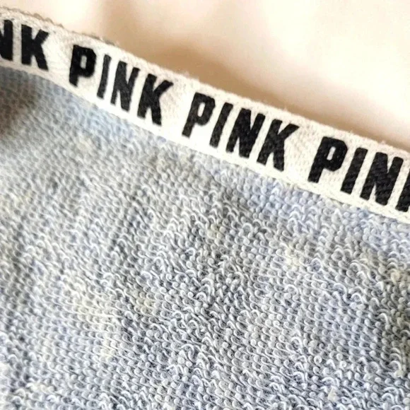 Victoria Secret Pink Sweatshirt Off Shoulder Crop top. Marble Blue - Picture 7 of 9